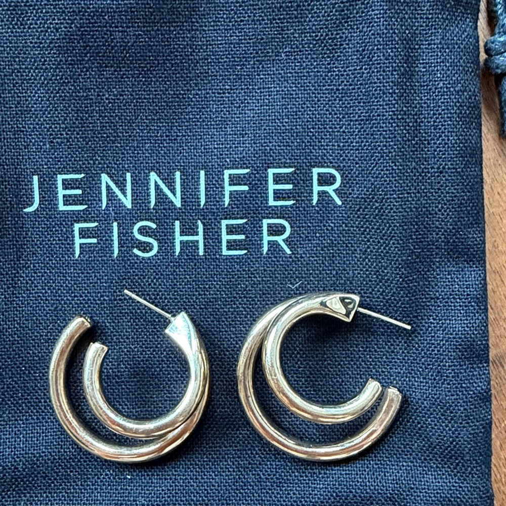 JENNIFER FISHER 1” Lilly Yellow Gold Double Hoop Earrings - Picture 2 of 5